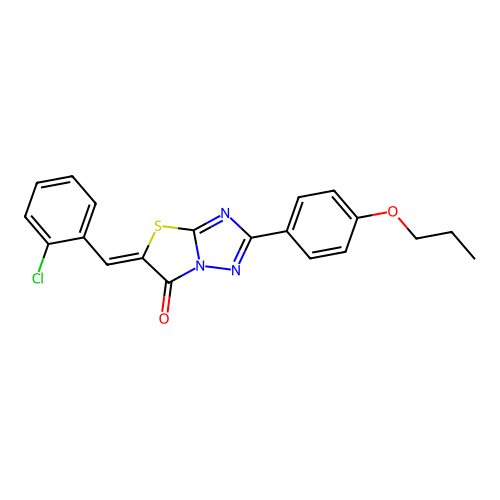 (5Z)-5-(2-chlorobenzylidene)-2-(4-propoxyphenyl)[1,3]thiazolo[3,2-b][1,2,4]triazol-6(5H)-one structure