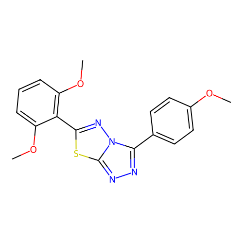 6-(2,6-dimethoxyphenyl)-3-(4-methoxyphenyl)-[1,2,4]triazolo[3,4-b][1,3,4]thiadiazole structure