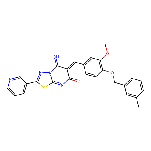 (Z)-5-imino-6-(3-methoxy-4-((3-methylbenzyl)oxy)benzylidene)-2-(pyridin-3-yl)-5H-[1,3,4]thiadiazolo[3,2-a]pyrimidin-7(6H)-one structure