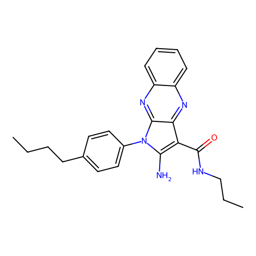 2-amino-1-(4-butylphenyl)-N-propyl-1H-pyrrolo[2,3-b]quinoxaline-3-carboxamide structure