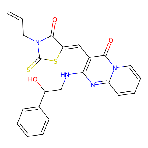 3-allyl-5-((Z)-1-{2-[(2-hydroxy-2-phenylethyl)amino]-4-oxo-4H-pyrido[1,2-a]pyrimidin-3-yl}methylidene)-2-thioxo-1,3-thiazolan-4-one structure