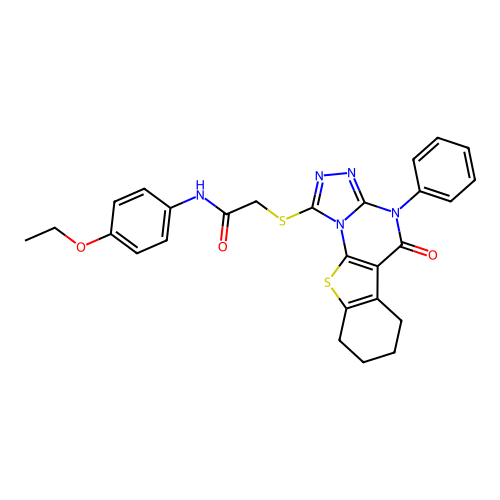 N-(4-ethoxyphenyl)-2-((5-oxo-4-phenyl-4,5,6,7,8,9-hexahydrobenzo[4,5]thieno[3,2-e][1,2,4]triazolo[4,3-a]pyrimidin-1-yl)thio)acetamide structure