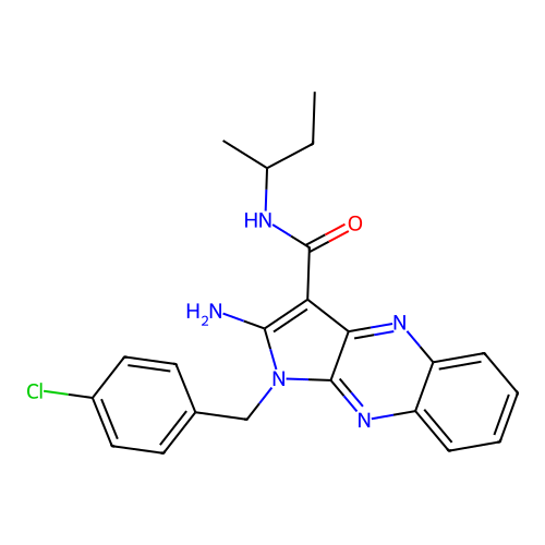 2-amino-N-(sec-butyl)-1-(4-chlorobenzyl)-1H-pyrrolo[2,3-b]quinoxaline-3-carboxamide structure