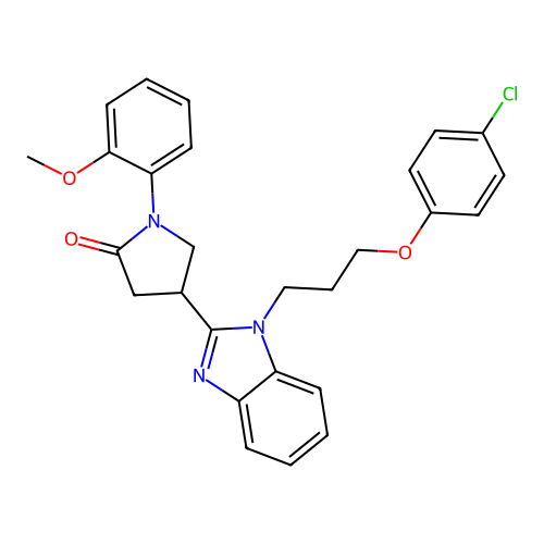 4-[1-[3-(4-chlorophenoxy)propyl]benzimidazol-2-yl]-1-(2-methoxyphenyl)pyrrolidin-2-one structure