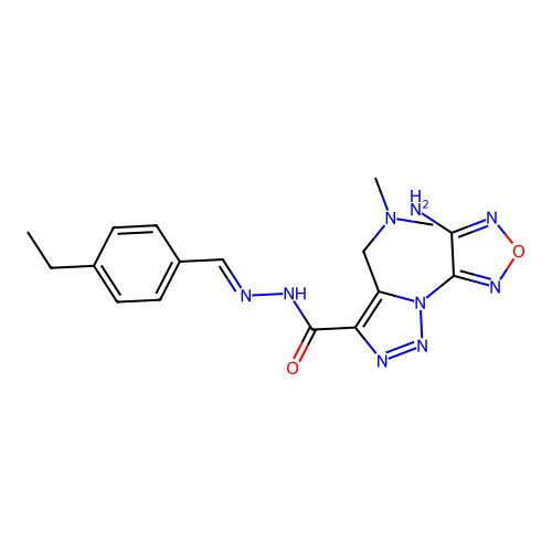 (E)-1-(4-amino-1,2,5-oxadiazol-3-yl)-5-((dimethylamino)methyl)-N'-(4-ethylbenzylidene)-1H-1,2,3-triazole-4-carbohydrazide structure