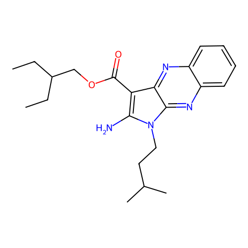2-ethylbutyl 2-amino-1-(3-methylbutyl)-1H-pyrrolo[2,3-b]quinoxaline-3-carboxylate structure