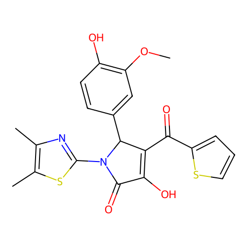 (4E)-1-(4,5-dimethyl-1,3-thiazol-2-yl)-5-(4-hydroxy-3-methoxyphenyl)-4-[hydroxy(thiophen-2-yl)methylidene]pyrrolidine-2,3-dione structure