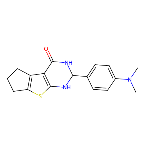 2-[4-(dimethylamino)phenyl]-1,2,3,5,6,7-hexahydro-4H-cyclopenta[4,5]thieno[2,3-d]pyrimidin-4-one structure