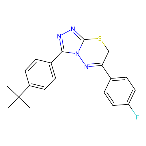 3-(4-tert-butylphenyl)-6-(4-fluorophenyl)-7H-[1,2,4]triazolo[3,4-b][1,3,4]thiadiazine structure