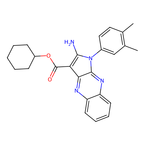cyclohexyl 2-amino-1-(3,4-dimethylphenyl)-1H-pyrrolo[2,3-b]quinoxaline-3-carboxylate structure