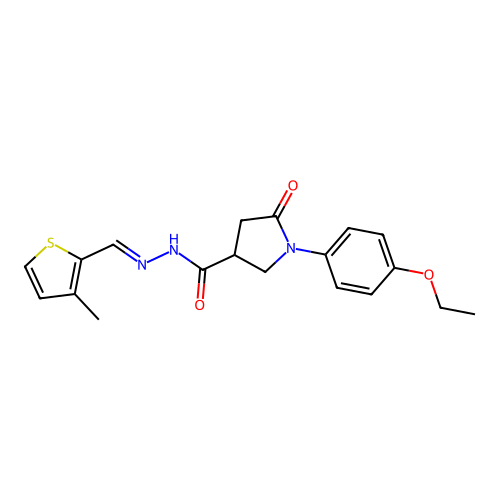 1-(4-ethoxyphenyl)-N'-[(E)-(3-methylthiophen-2-yl)methylidene]-5-oxopyrrolidine-3-carbohydrazide structure
