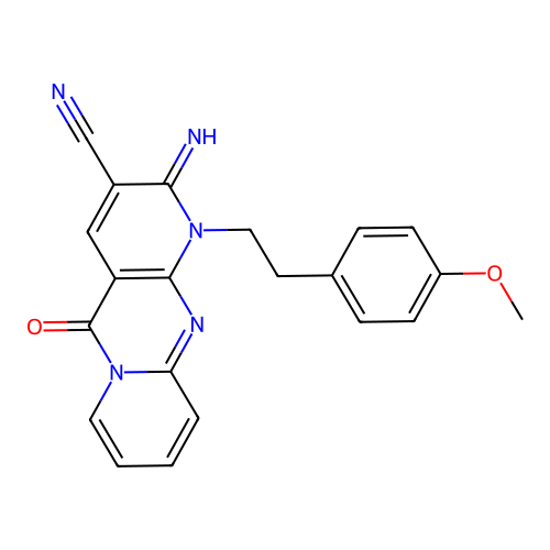 2-imino-1-(4-methoxyphenethyl)-5-oxo-1,5-dihydro-2H-dipyrido[1,2-a:2,3-d]pyrimidin-3-yl cyanide structure