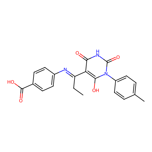 4-[1-[1-(4-methylphenyl)-2,4,6-trioxo-1,3-diazinan-5-ylidene]propylamino]benzoic Acid structure