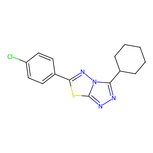 6-(4-Chlorophenyl)-3-cyclohexyl-[1,2,4]triazolo[3,4-b][1,3,4]thiadiazole structure