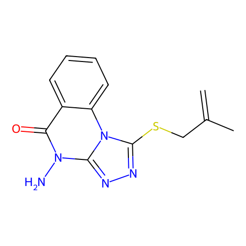 4-Amino-1-(2-methyl-allylsulfanyl)-4H-[1,2,4]triazolo[4,3-a]quinazolin-5-one structure