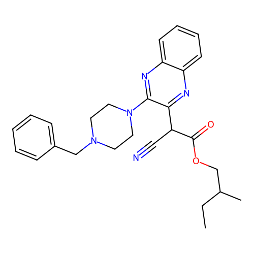 2-Methylbutyl [3-(4-benzylpiperazin-1-yl)quinoxalin-2-yl](cyano)acetate structure