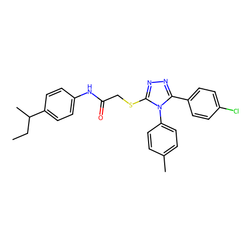 N-[4-(butan-2-yl)phenyl]-2-{[5-(4-chlorophenyl)-4-(4-methylphenyl)-4H-1,2,4-triazol-3-yl]sulfanyl}acetamide structure