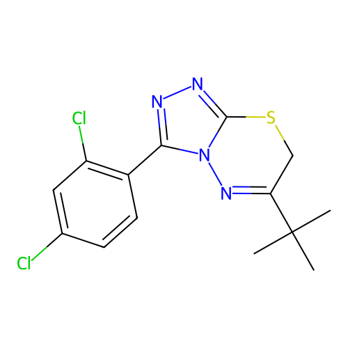 6-tert-butyl-3-(2,4-dichlorophenyl)-7H-[1,2,4]triazolo[3,4-b][1,3,4]thiadiazine structure