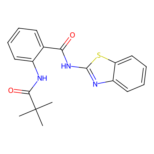 N-(1,3-benzothiazol-2-yl)-2-[(2,2-dimethylpropanoyl)amino]benzamide structure