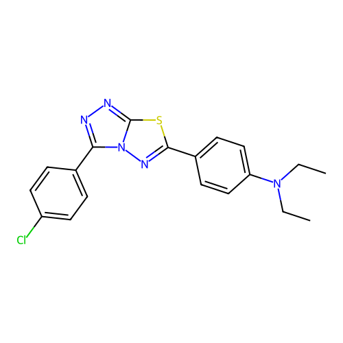4-(3-(4-chlorophenyl)-[1,2,4]triazolo[3,4-b][1,3,4]thiadiazol-6-yl)-N,N-diethylaniline structure