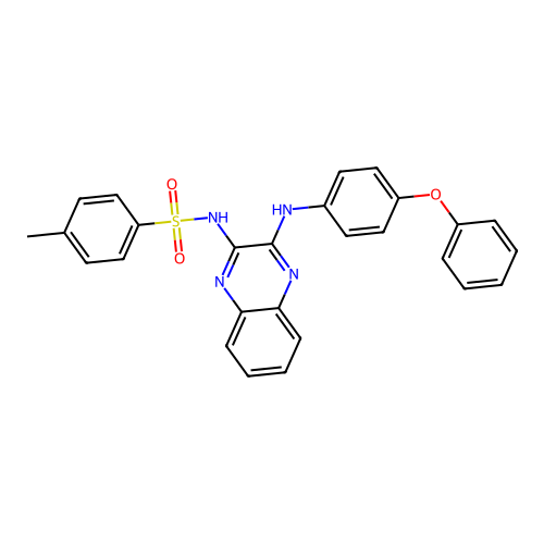 4-methyl-N-(3-((4-phenoxyphenyl)amino)quinoxalin-2-yl)benzenesulfonamide structure