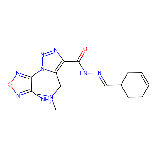 1-(4-amino-1,2,5-oxadiazol-3-yl)-N'-[(E)-cyclohex-3-en-1-ylmethylidene]-5-[(dimethylamino)methyl]-1H-1,2,3-triazole-4-carbohydrazide structure