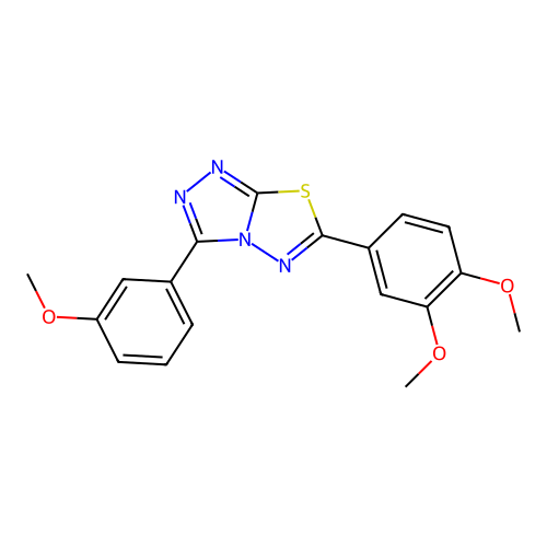 6-(3,4-dimethoxyphenyl)-3-(3-methoxyphenyl)-[1,2,4]triazolo[3,4-b][1,3,4]thiadiazole structure