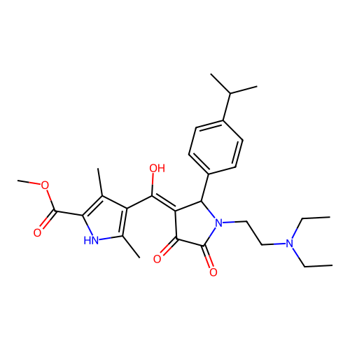 methyl 4-(1-(2-(diethylamino)ethyl)-4-hydroxy-2-(4-isopropylphenyl)-5-oxo-2,5-dihydro-1H-pyrrole-3-carbonyl)-3,5-dimethyl-1H-pyrrole-2-carboxylate structure