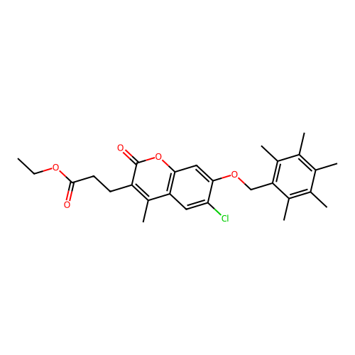 ethyl 3-{6-chloro-4-methyl-2-oxo-7-[(pentamethylbenzyl)oxy]-2H-chromen-3-yl}propanoate structure