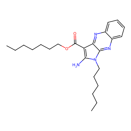 heptyl 2-amino-1-hexyl-1H-pyrrolo[2,3-b]quinoxaline-3-carboxylate structure