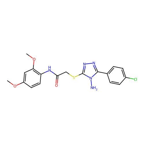 2-((4-amino-5-(4-chlorophenyl)-4H-1,2,4-triazol-3-yl)thio)-N-(2,4-dimethoxyphenyl)acetamide structure