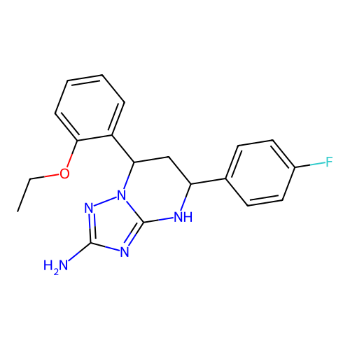 7-(2-ethoxyphenyl)-5-(4-fluorophenyl)-1,5,6,7-tetrahydro-[1,2,4]triazolo[1,5-a]pyrimidin-2-amine structure