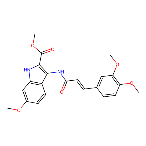 (E)-methyl 3-(3-(3,4-dimethoxyphenyl)acrylamido)-6-methoxy-1H-indole-2-carboxylate structure