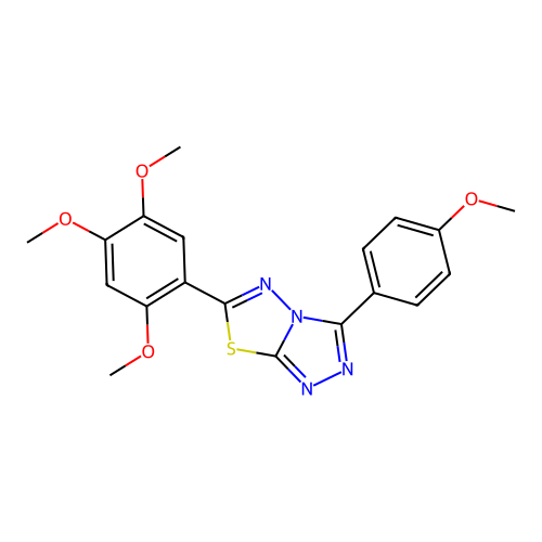 3-(4-methoxyphenyl)-6-(2,4,5-trimethoxyphenyl)-[1,2,4]triazolo[3,4-b][1,3,4]thiadiazole structure