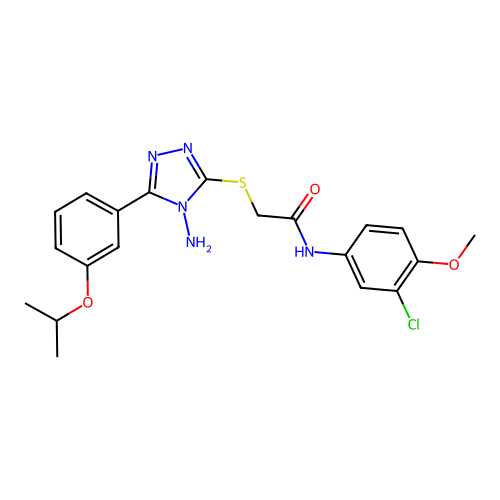 2-{4-amino-5-[3-(methylethoxy)phenyl](1,2,4-triazol-3-ylthio)}-N-(3-chloro-4-m ethoxyphenyl)acetamide structure