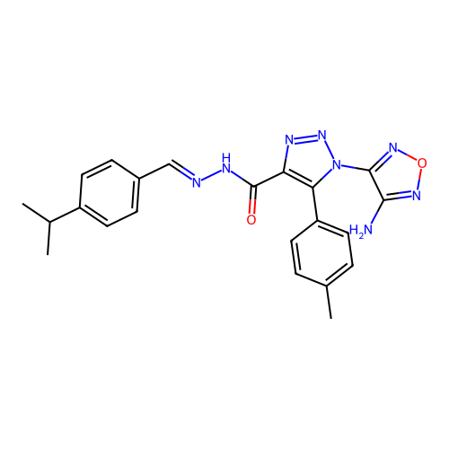 (E)-1-(4-amino-1,2,5-oxadiazol-3-yl)-N'-(4-isopropylbenzylidene)-5-(p-tolyl)-1H-1,2,3-triazole-4-carbohydrazide structure