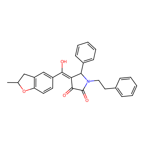 3-hydroxy-4-(2-methyl-2,3-dihydro-1-benzofuran-5-carbonyl)-5-phenyl-1-(2-phenylethyl)-2,5-dihydro-1H-pyrrol-2-one structure