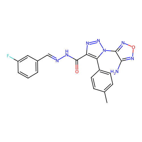 (E)-1-(4-amino-1,2,5-oxadiazol-3-yl)-N'-(3-fluorobenzylidene)-5-(p-tolyl)-1H-1,2,3-triazole-4-carbohydrazide structure