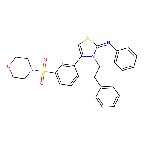 N-[(2Z)-4-[3-(morpholin-4-ylsulfonyl)phenyl]-3-(2-phenylethyl)-1,3-thiazol-2(3H)-ylidene]aniline structure