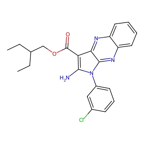2-ethylbutyl 2-amino-1-(3-chlorophenyl)-1H-pyrrolo[2,3-b]quinoxaline-3-carboxylate structure