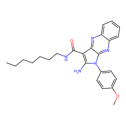 2-amino-N-heptyl-1-(4-methoxyphenyl)-1H-pyrrolo[2,3-b]quinoxaline-3-carboxamide structure