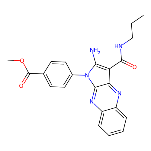 methyl 4-[2-amino-3-(propylcarbamoyl)-1H-pyrrolo[2,3-b]quinoxalin-1-yl]benzoate structure