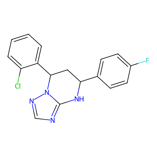 7-(2-chlorophenyl)-5-(4-fluorophenyl)-4,5,6,7-tetrahydro[1,2,4]triazolo[1,5-a]pyrimidine structure
