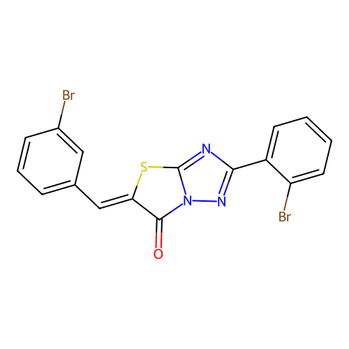 (5Z)-5-(3-bromobenzylidene)-2-(2-bromophenyl)[1,3]thiazolo[3,2-b][1,2,4]triazol-6(5H)-one structure