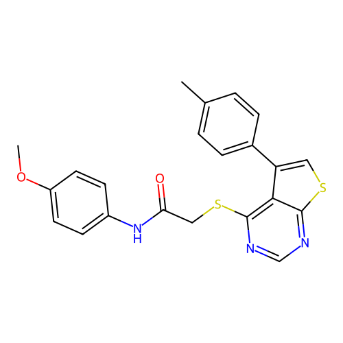 N-(4-methoxyphenyl)-2-{[5-(4-methylphenyl)thieno[2,3-d]pyrimidin-4-yl]sulfanyl}acetamide structure