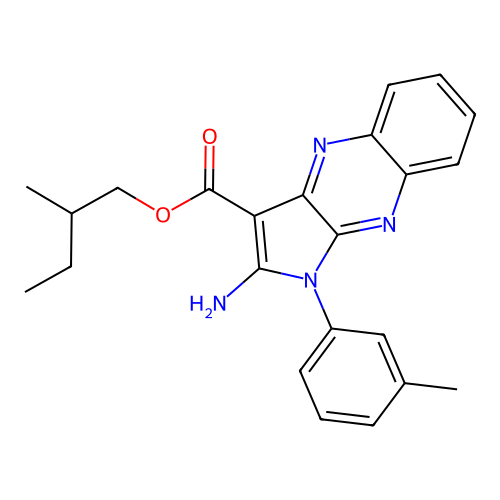 2-methylbutyl 2-amino-1-(3-methylphenyl)-1H-pyrrolo[2,3-b]quinoxaline-3-carboxylate structure