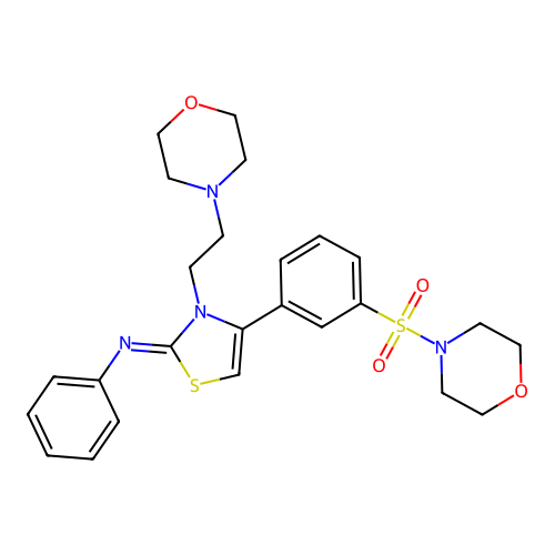 3-(2-morpholin-4-ylethyl)-4-(3-morpholin-4-ylsulfonylphenyl)-N-phenyl-1,3-thiazol-2-imine structure