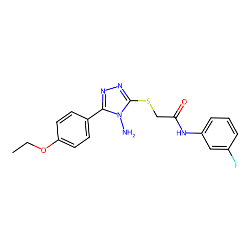 2-[4-amino-5-(4-ethoxyphenyl)(1,2,4-triazol-3-ylthio)]-N-(3-fluorophenyl)aceta mide structure