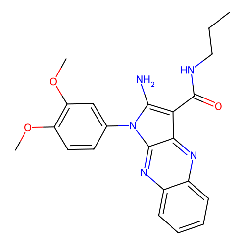 2-amino-1-(3,4-dimethoxyphenyl)-N-propyl-1H-pyrrolo[2,3-b]quinoxaline-3-carboxamide structure