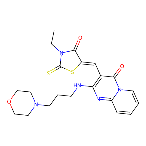 (Z)-3-ethyl-5-((2-((3-morpholinopropyl)amino)-4-oxo-4H-pyrido[1,2-a]pyrimidin-3-yl)methylene)-2-thioxothiazolidin-4-one structure